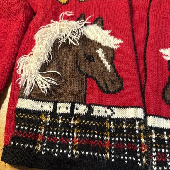 READ!  VTG Rods 3D Horse Girls Sweater Kids Medium 10/12 Craft Project Repurpose - Picture 4 of 14